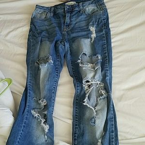 Boyfriend ripped jeans.